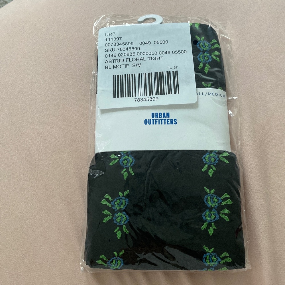 NWT Astrid Floral tights blue motif